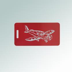 Engraved aluminum airplane luggage tag with your choice of airplane design and personalized text. 85+ airplane designs to choose from.
