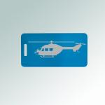 Engraved aluminum helicopter luggage tag with your choice of helicopter design and personalized text. 50+ helicopter designs to choose from.