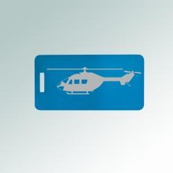 Engraved aluminum helicopter luggage tag with your choice of helicopter design and personalized text. 50+ helicopter designs to choose from.