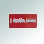 Engraved aluminum train luggage tag with your choice of train design and personalized text. 85+ train designs to choose from.